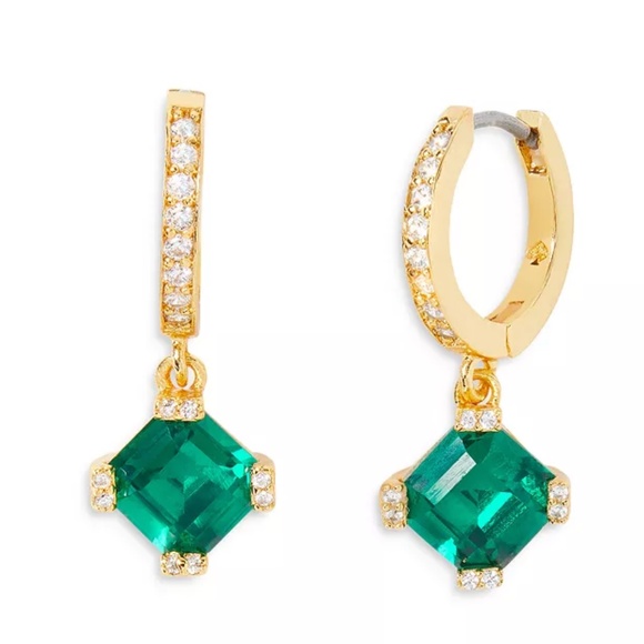 🆕KATE SPADE Earrings with Accent Emerald Stones - Picture 1 of 3